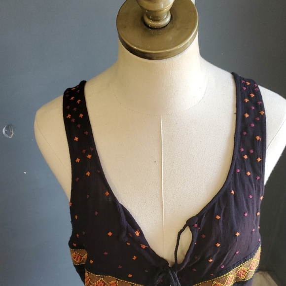 Free People Purple Embellished Tank Top with Tie Front - Picture 4 of 16